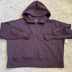 Old Navy Women's Dark Purple Half-Zip Hoodie